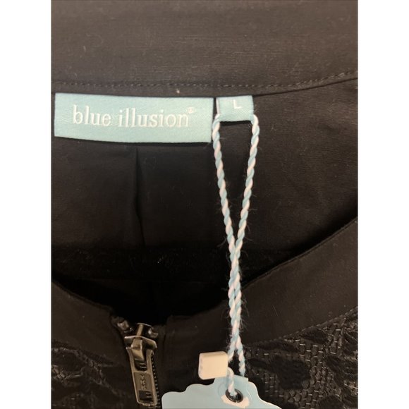 BLUE ILLUSION sz L black animal print zip Up light weight short jacket NEW - Picture 4 of 9